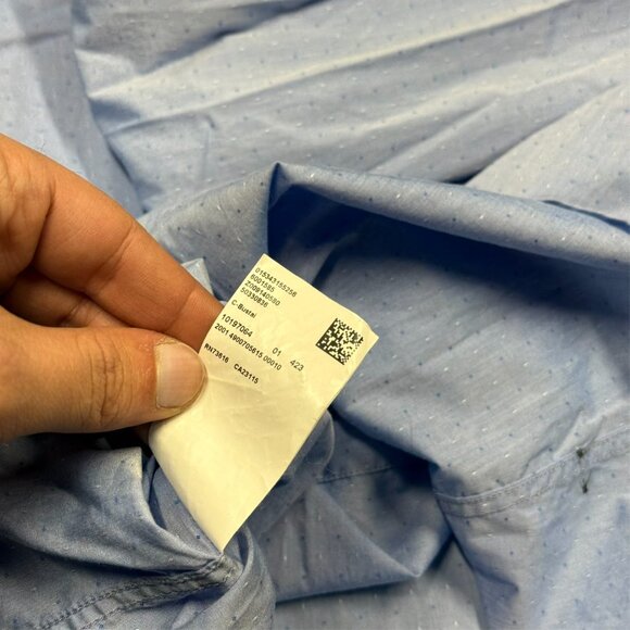 Hugo Boss Dress Shirt Regular Fit Textured Cotton Blue Long Sleeve XL - Picture 10 of 10
